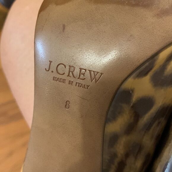 J.Crew size 8 leopard print patent leather open toe shoes made in Italy - Picture 7 of 8